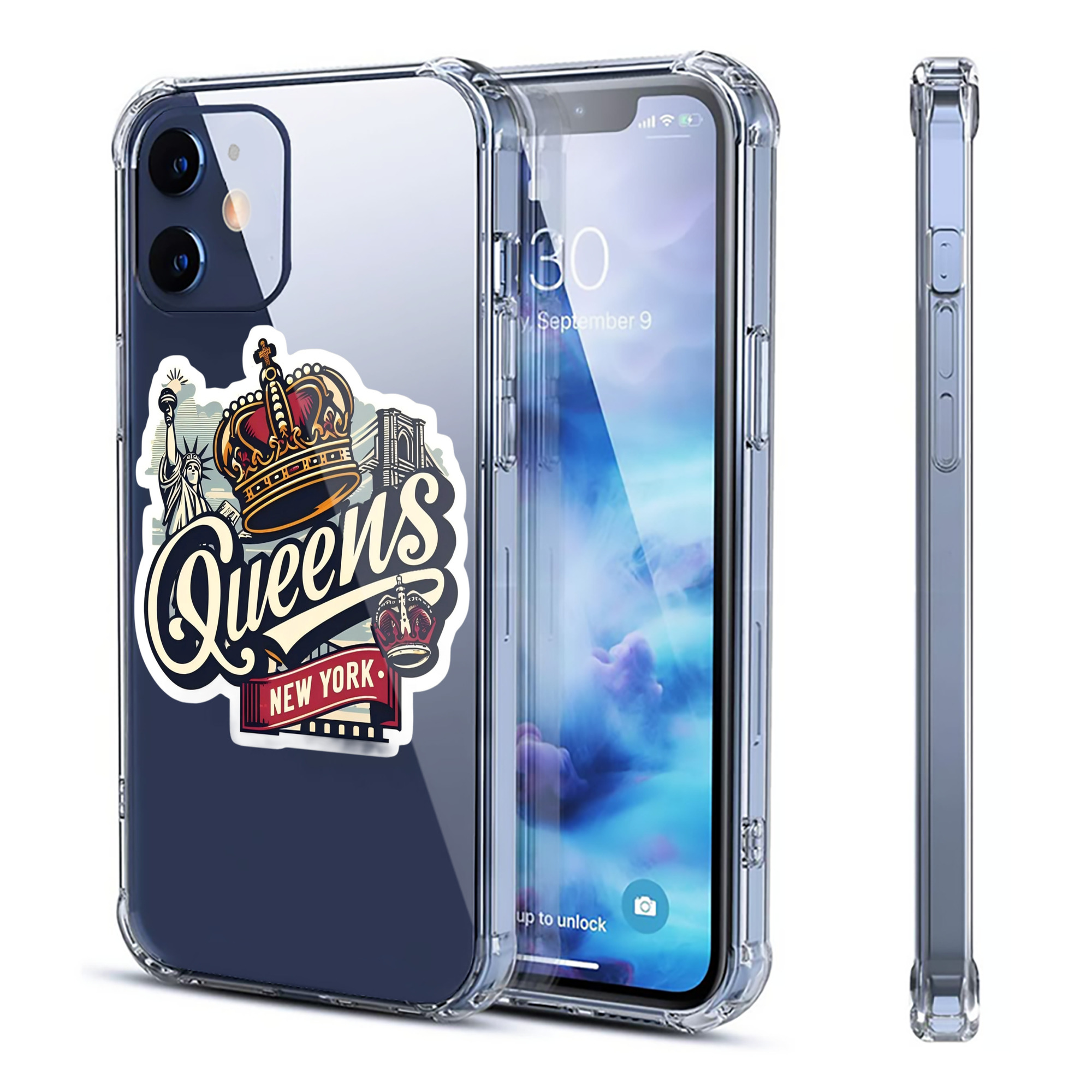 New York Yankees New York Queens Clear IPhone 12 Case – Soft TPU With UV Print – Enhanced Drop Protection, Precise Fit, Anti-Fingerprint, Customizable Design, Scratch-Resistant, Yellow-Resistant
